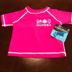 New Unisex Toddler Pink  Rash Guard SPF50  Swim Top Shirt Short Sleeve 3T